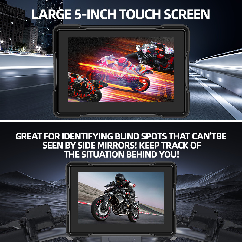 5 Inch Portable CarPlay for Motorcycle, Waterproof Touchscreen Wireless Carplay Android Auto Screen GPS Navigation for Motorbike