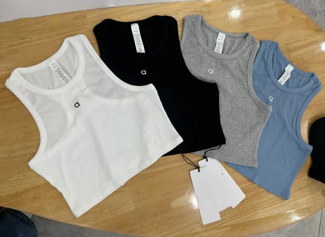 A794 Women Cropped Top T Shirts Tank Top Regular Cropped Cotton Jersey Camis Female Femme Knits Tees Designer Knitted Sport Breathable Yoga Vest Tops