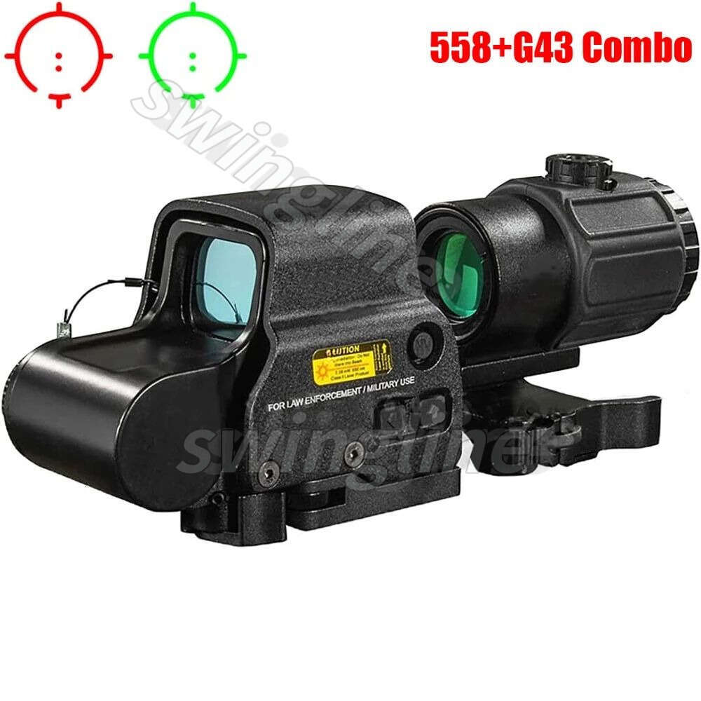 G43 Dot combination 558 G33X Sight Magnifier Collimator Sights Reflex with 20mm Holographic Scope Red Illuminated