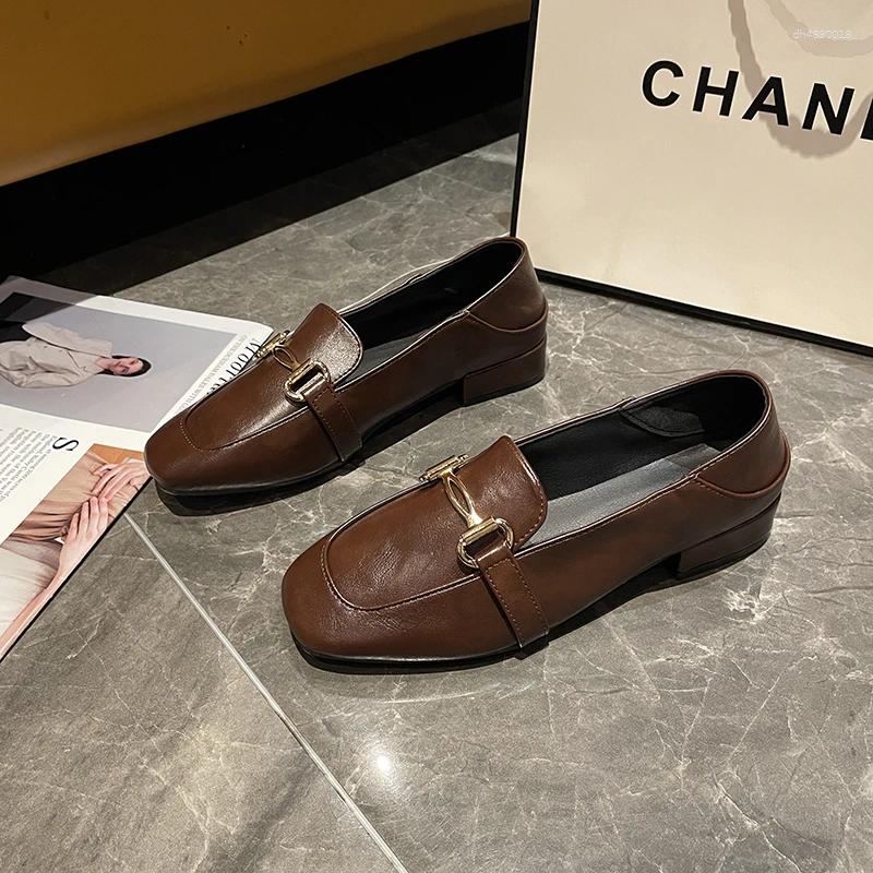 Dress Shoes Black Women's Loafers Spring/autumn Round Toe Fashion Leather Single Casual And Comfortable Office For Women2025