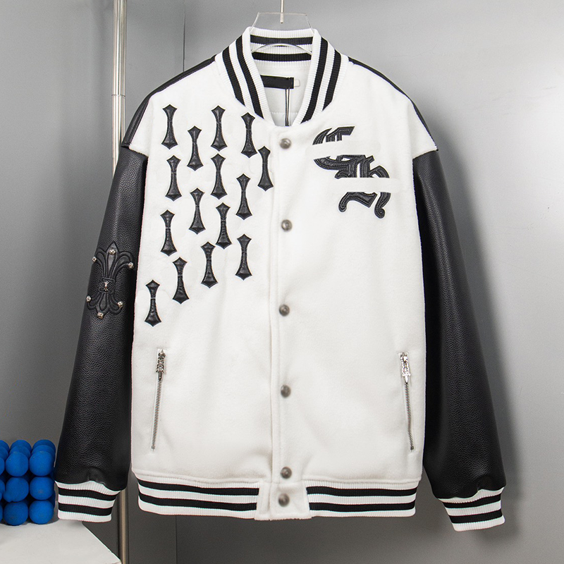 Chrome varsity jacket Mens Jacket designer jackets autumn and winter loose causal outwear coat Hip Hop fashion tide sports unisex sweatshirt warm sportswears 85pl