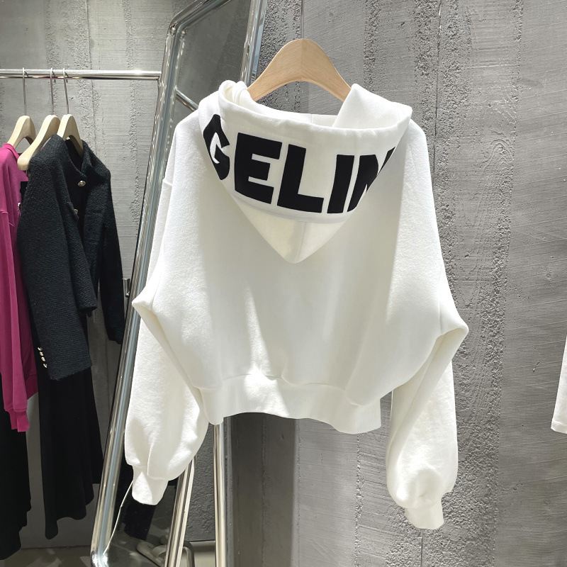 Womens ZipUp Hooded Sweatshirt British Style Loose Fit Hoodie Jacket Casual Fashion L2510188BHK