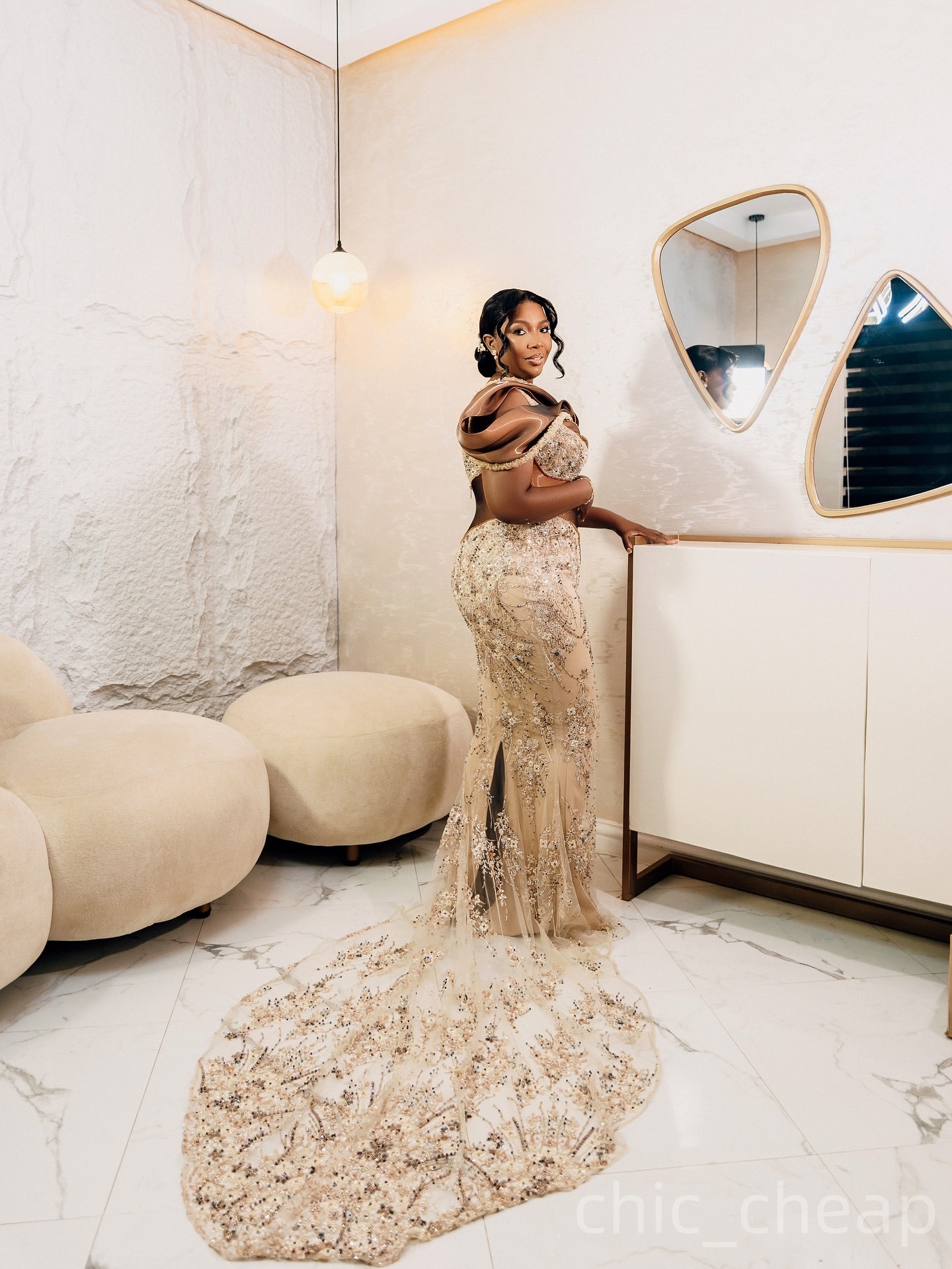 Champagne Mermaid Prom Dresses 2025 Beaded Sequined Lace Illusion Evening Formal Party Second Birthday Engagement Gowns Plus Size Dress For Special Oc