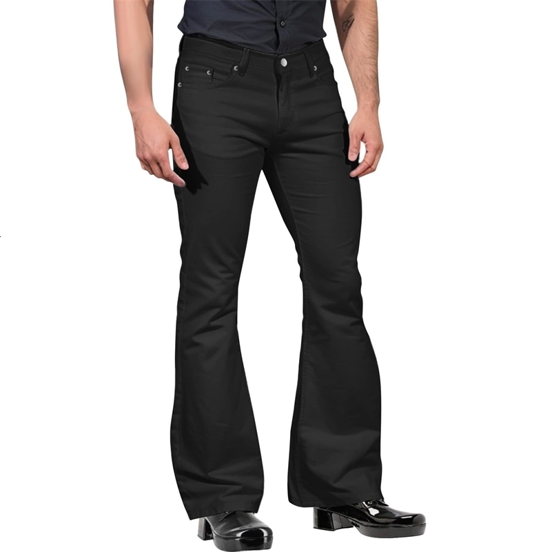 Fashion Mens Retro Flare Pants Solid Color Mid-Rise Trousers Casual Classic 70s Bell Bottom 250823