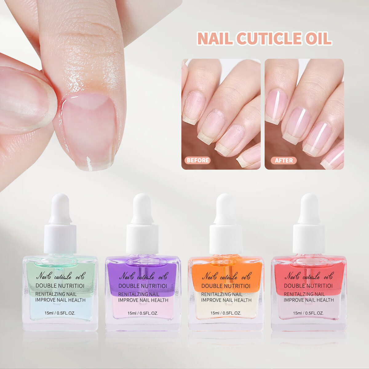 Nail art two-color nail nourishing oil, finger edge oil, anti backstitch and anti breakage floral nail oil, nail care