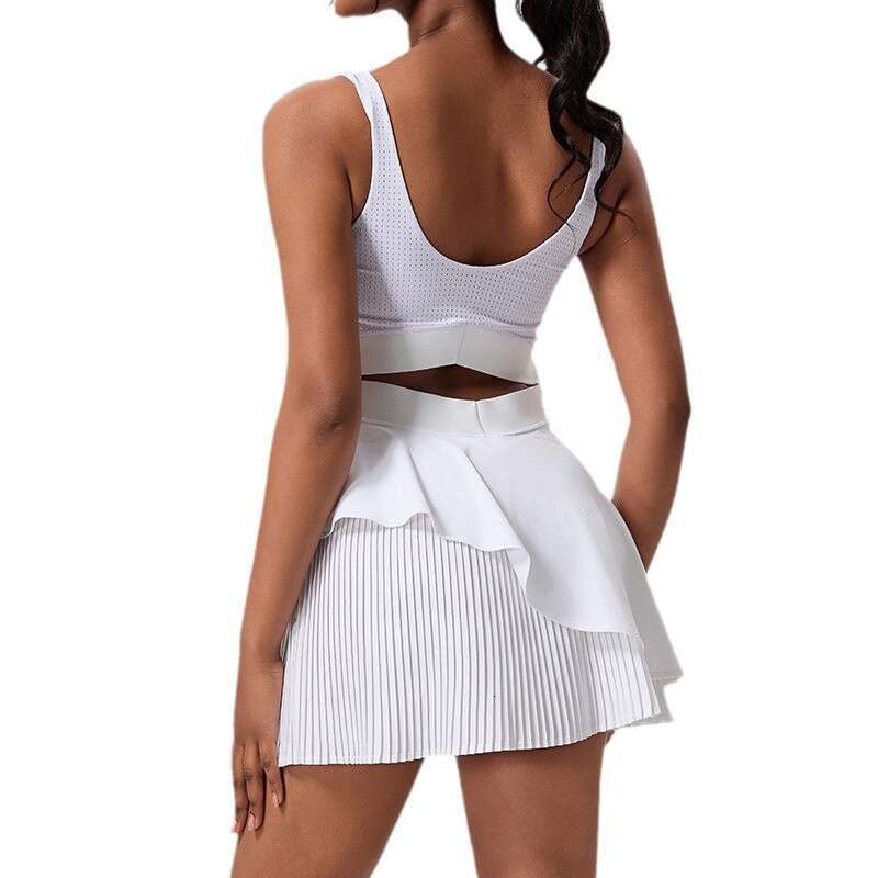 New Outdoor Running Hip-Lifting One-Piece Tennis Skirt with Chest Pad, Tight Elastic Slimming Sports Dress for Women 34
