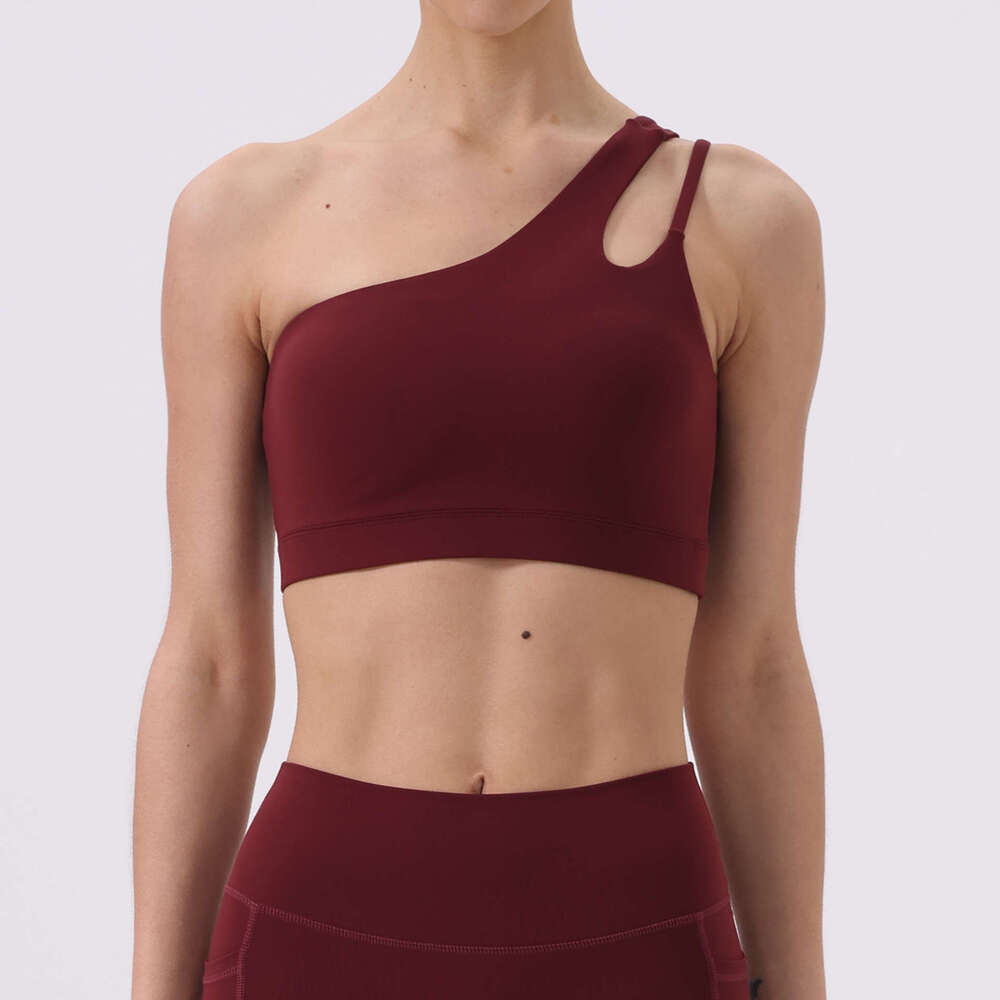Off-Shoulder Beautiful Back Yoga Bare Sensation Sports Bra Irregular Straps Running Fitness Vest Top 48