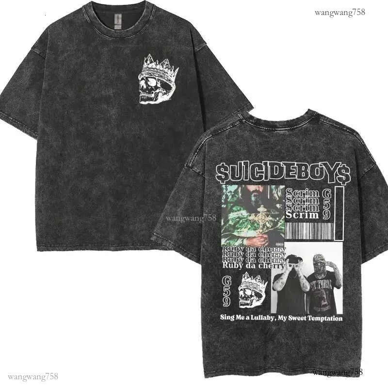 Vintage Washed Suicideboys G59 T Shirt I Want To Die in New Orleans Ruby Da Cherry T-shirts Men Women Harajuku Oversized T-shirt X250113