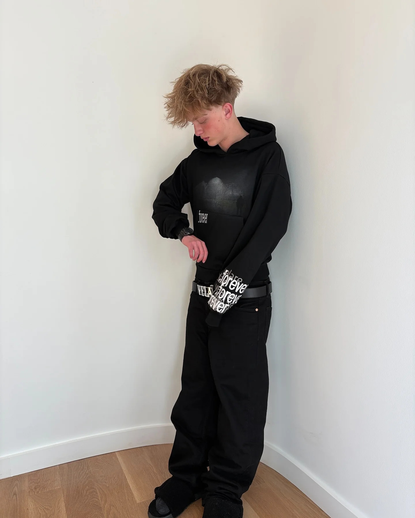 Harajuku forever hoodies tracksuit men oversized sweatshirt y2k tops polyester clothes goth couples streetwear men clothing 250825