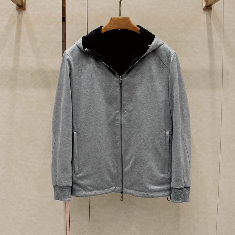 Elegant and luxurious model, high-quality early autumn men's double-sided casual wool hooded jacket jacket