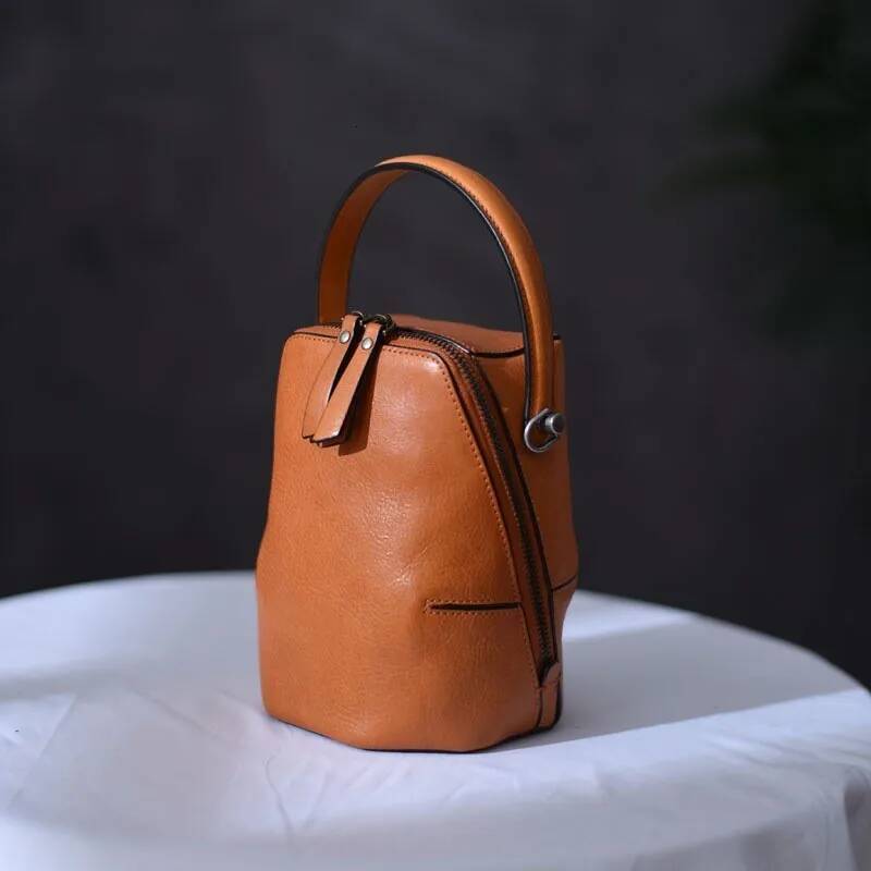 Johnature High Quality Women's Bucket Bag Fashion Handbag New Genuine Leather Retro Natural Soft Cowhide Shoulder Bags high-quality