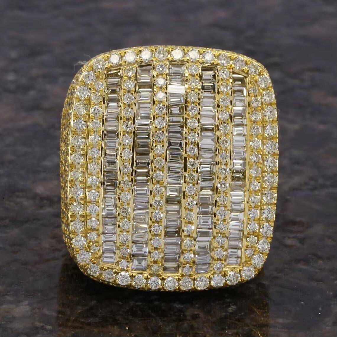 Custom Hip Hop Ring Gold Color Full With Iced Out Vs Moissanite Diamond Champion Ring 925 Silver Pinky Ring Personalized for Men