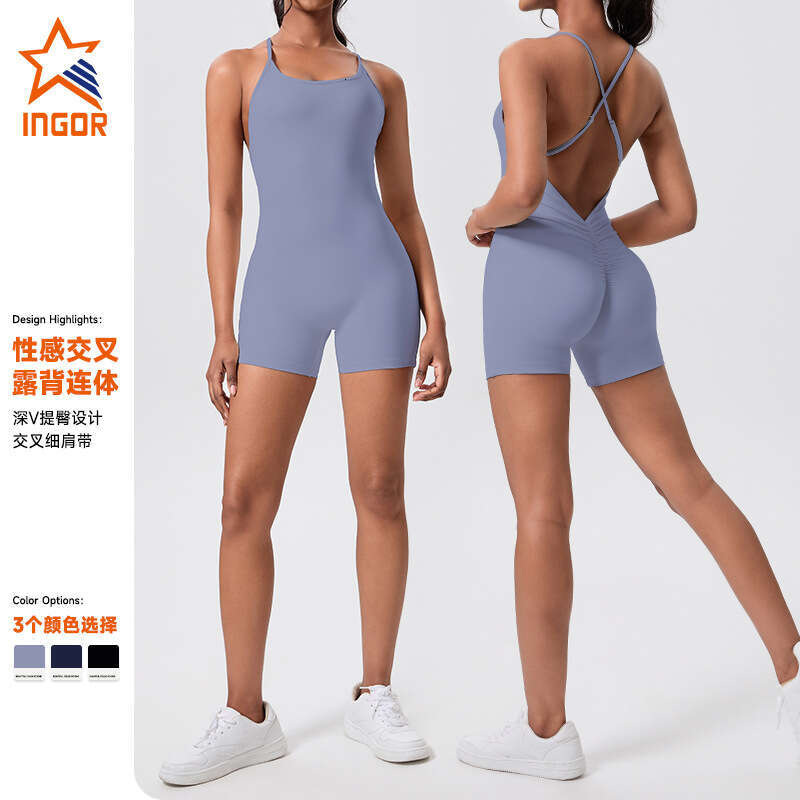 New Cross Back Slim Fit Jumpsuit Sports Casual Hip Lift One-Piece Yoga Suit b1