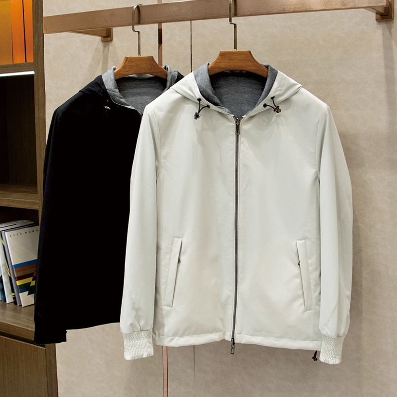 Elegant and luxurious model, high-quality early autumn men's double-sided casual wool hooded jacket jacket