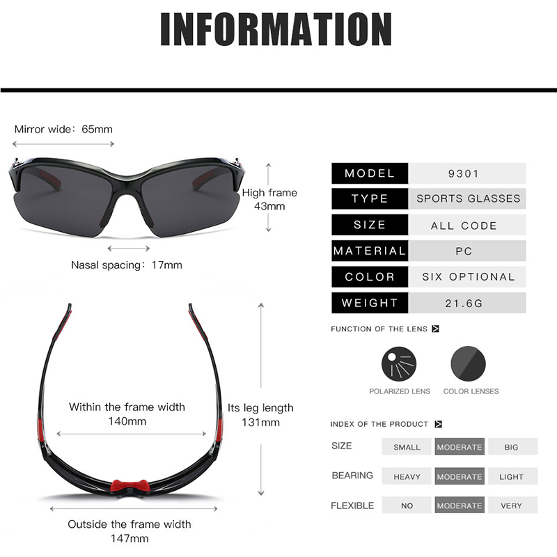 Men's polarized sunglasses for cycling, outdoor sports and UV protection sports glasses cycling glasses windproof sunglasses cycling glasses wome
