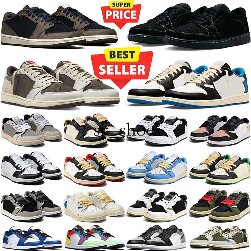 2025 Designer Low Basketball Shoes 1S Wolf Carbon Arctic Punch Black Toe Fragment Reverse Mocha UNC Grey Camo Trainers Women Sneakers EUR 36-47