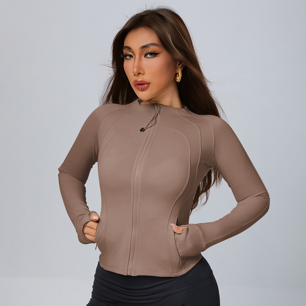 Women's Yoga Jacket Yoga Top Fitted Slim-Fit Jacket Long-Sleeved Sports Casual Fitness Jacket for Women