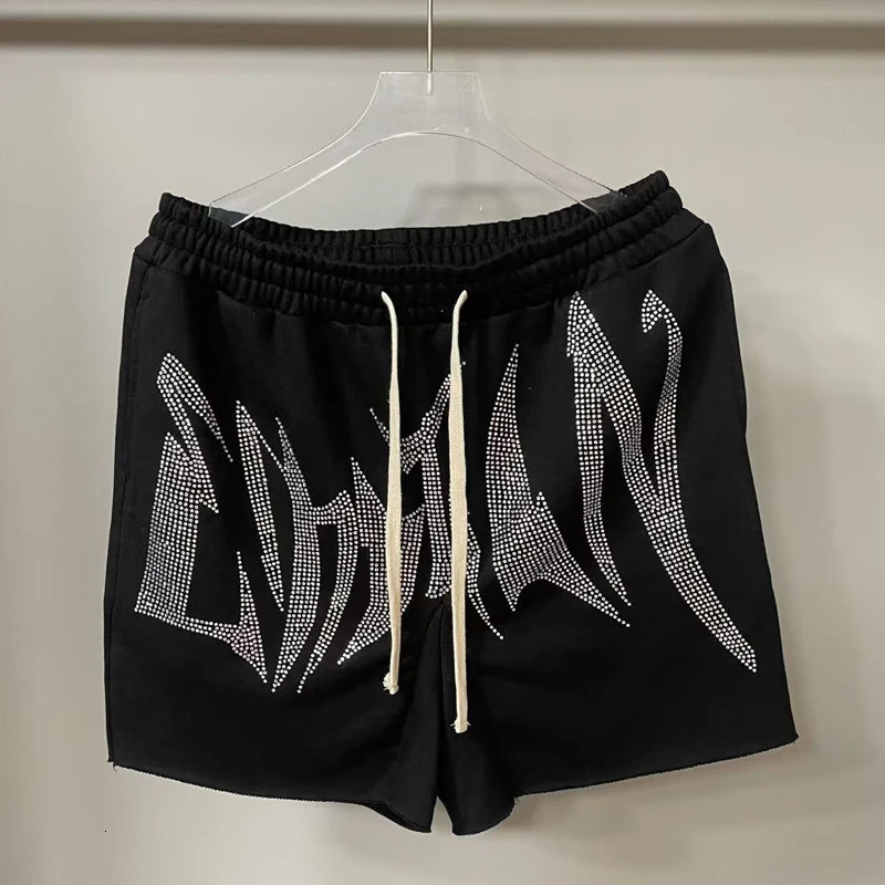 American High Street Summer Style MIXED EMOTION Jeans Fashion Hip-hop Streetwear Mens Drill Denim Shorts 250825
