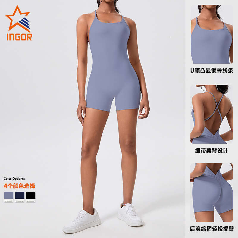 New Cross Back Slim Fit Jumpsuit Sports Casual Hip Lift One-Piece Yoga Suit b1