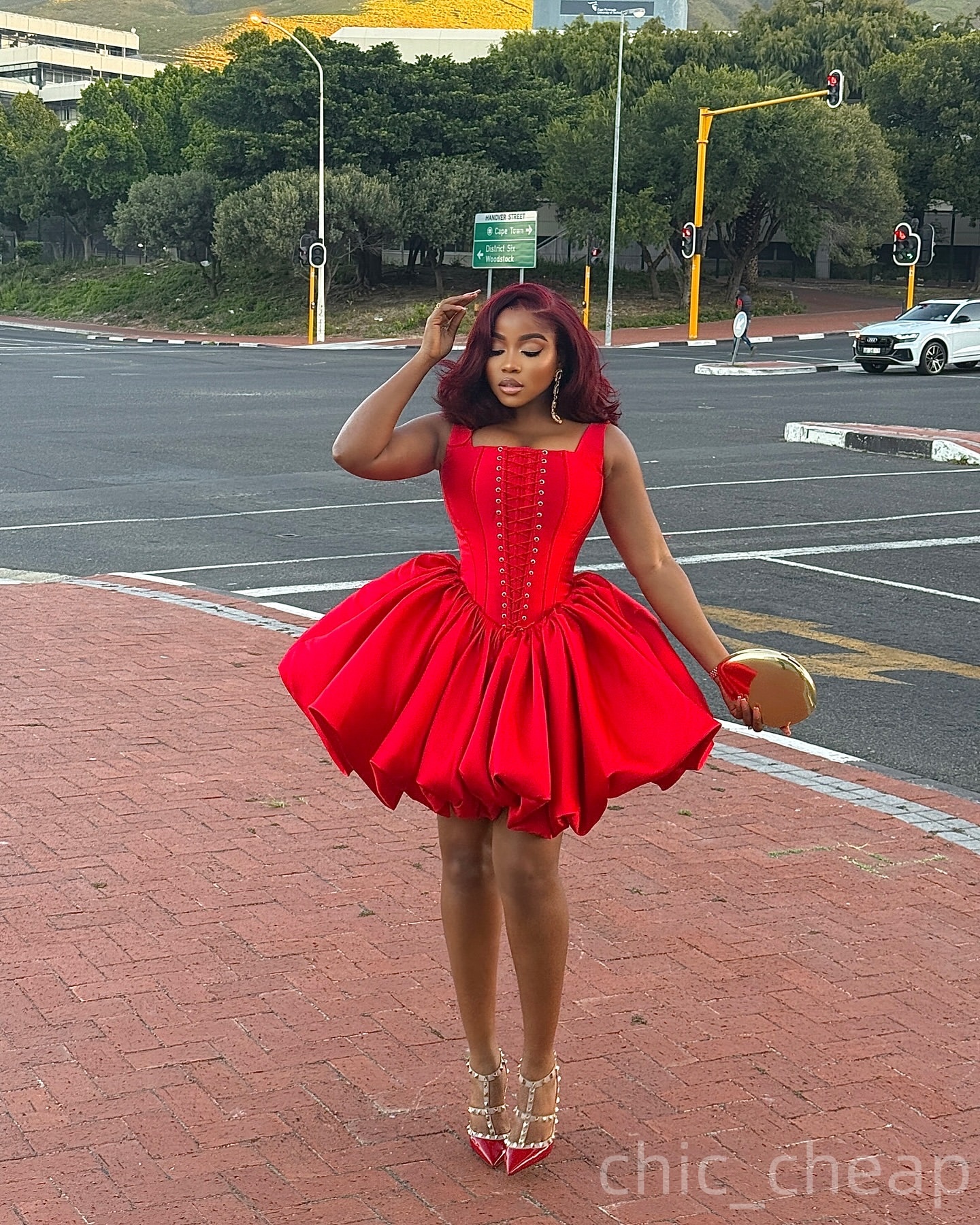 Chic Red Ball Gown Homecoming Dress Spaghetti Corset Satin Short Mini Graduation Cocktail Birthday Dresses For Special Occasions Sweetheart Gowns