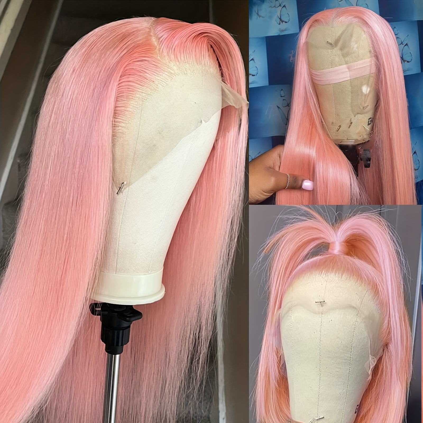 Ash Blonde Lace Front Human Hair Wig Brazilian Colored 40 Inch 13x4 HD Transparent Straight Lace Frontal Wigs for Women Glueless Synthetic Wig Ready T