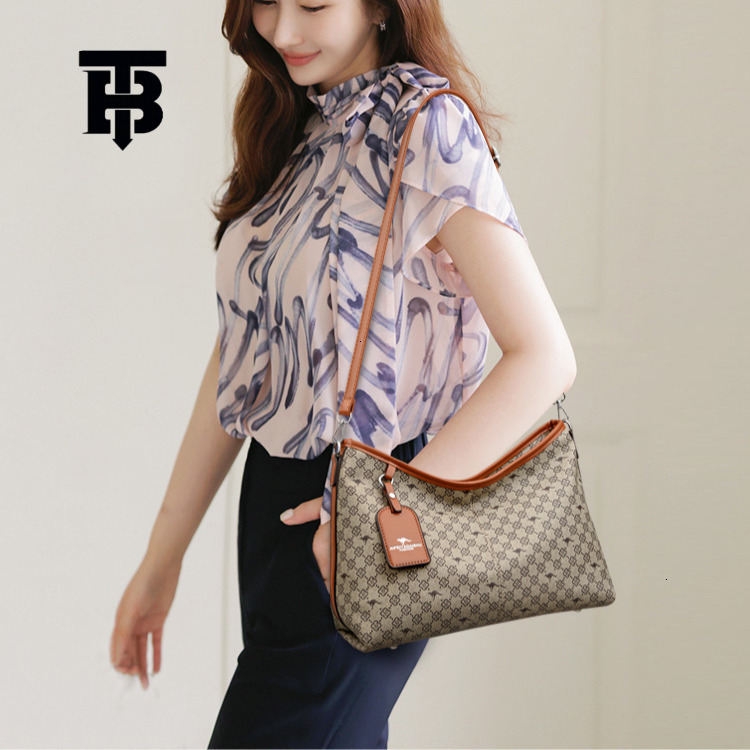 TB BHULAMTE Designer Luxury Retro Women's Old Flower Handbag Fashion Soft Leather Business Single Shoulder Crossbody Bag Free Shipping Large Capa