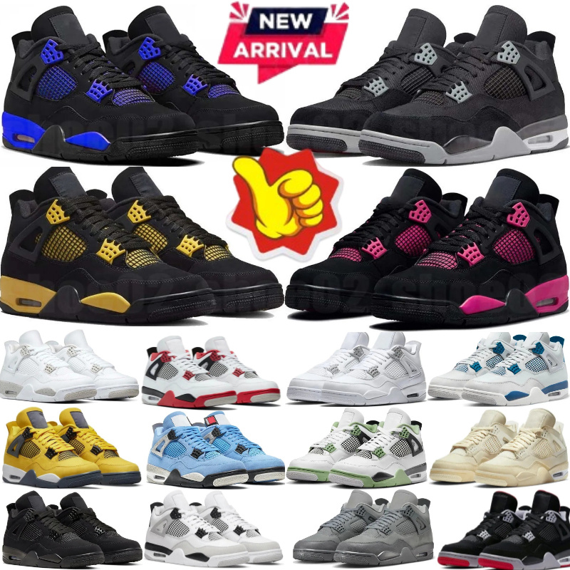 Designer Shoes 4s 5s Basketball Shoes 4 Men Women Sneakers Military Black Cat Metallic Flu Game Bred Fear Fire Sail Red Thunder White Pink Unc Mens Trainers Runners 44s