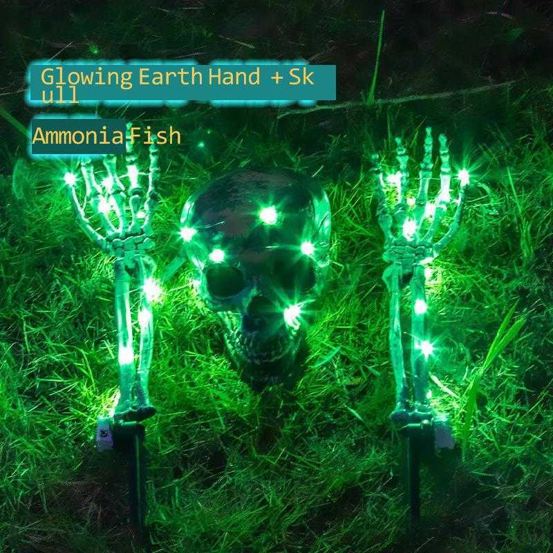 Halloween skull lighted plug hands set in purple and green color, 3 styles, adjustable, multi-shaped decorative item Z250825