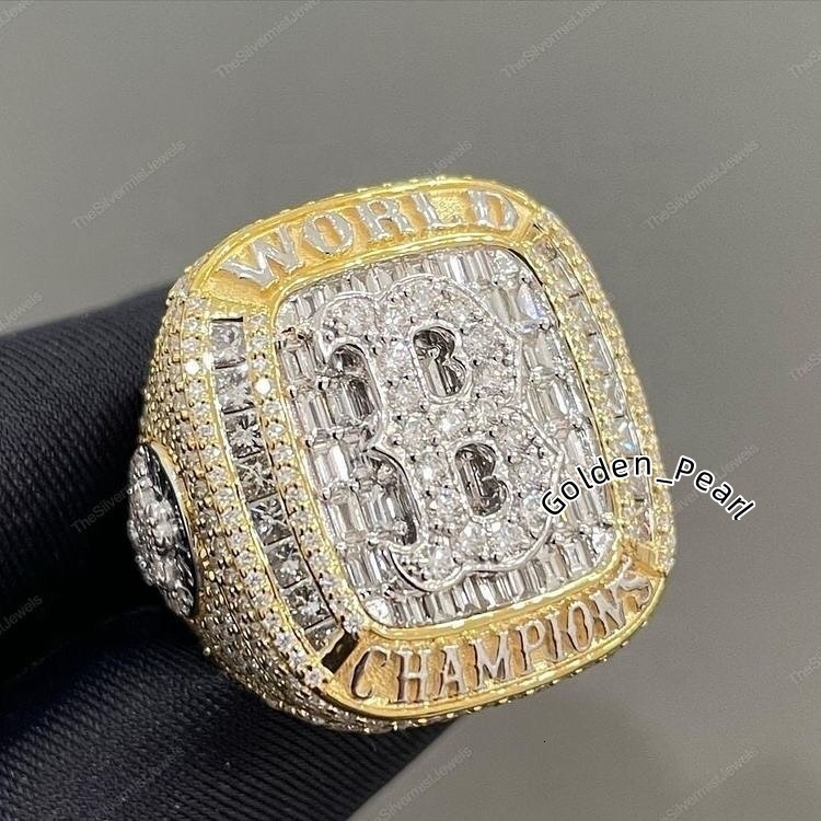 Custom Hip Hop Ring Gold Color Full With Iced Out Vs Moissanite Diamond Champion Ring 925 Silver Pinky Ring Personalized for Men