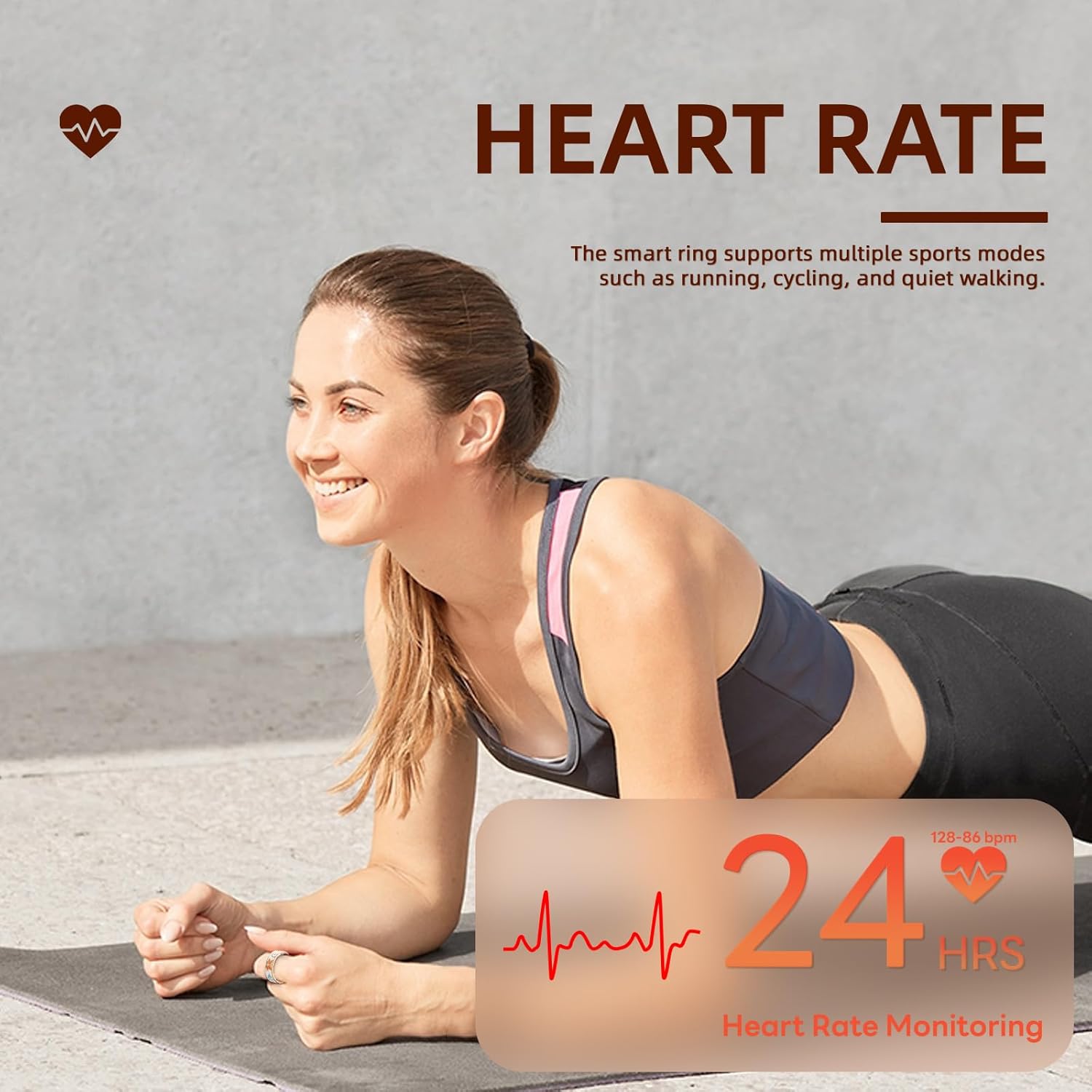 R18 Smart Ring for Women and Men, Fitness Tracker with Heart Rate Monitor, Sleep Tracker, 8 Sport Modes, Step Counter, IP68 Waterproof, Crystal Magnet