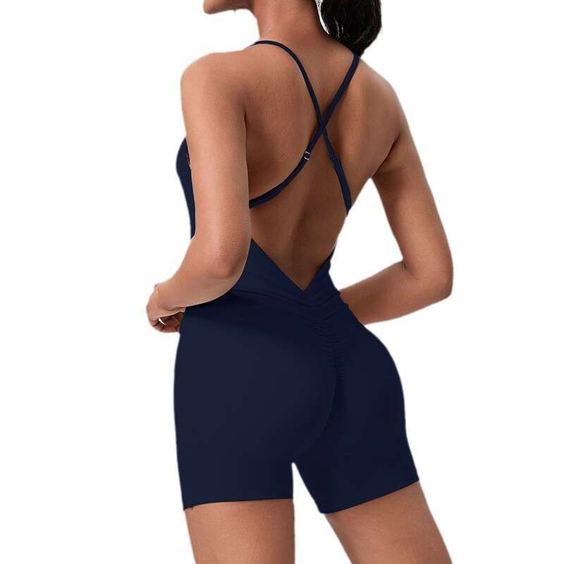 New Cross Back Slim Fit Jumpsuit Sports Casual Hip Lift One-Piece Yoga Suit b1