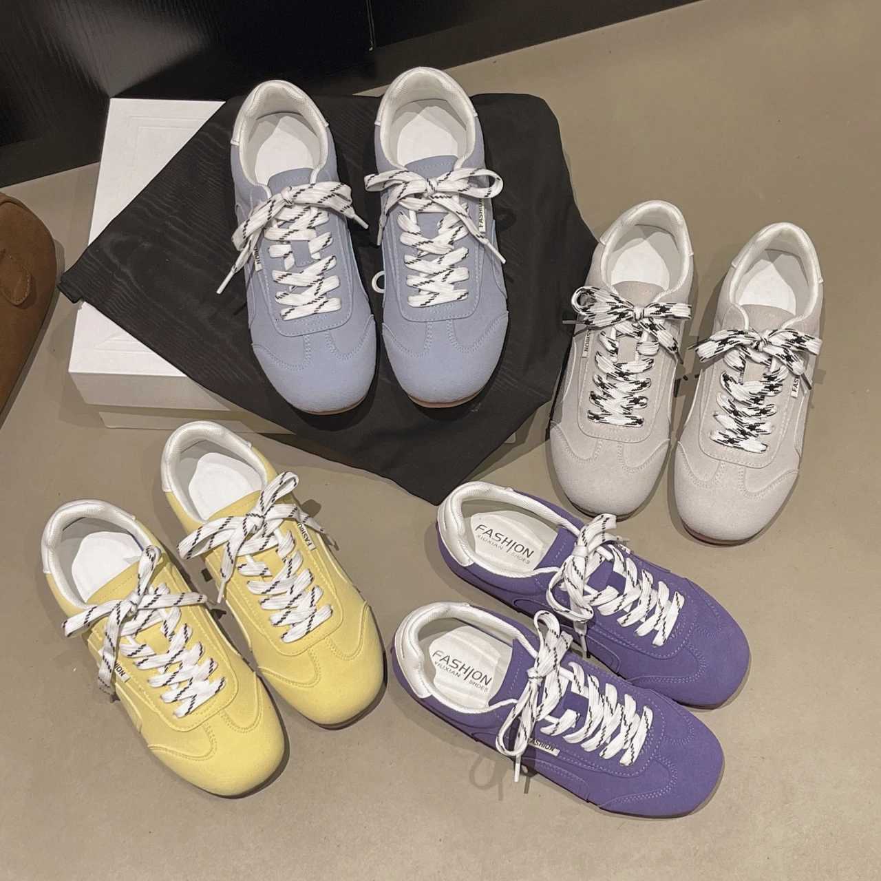 2024 New Genuine Leather Womens Sneakers Ladies Moral Training Casual Spring Flat Shoes Wen Y250825