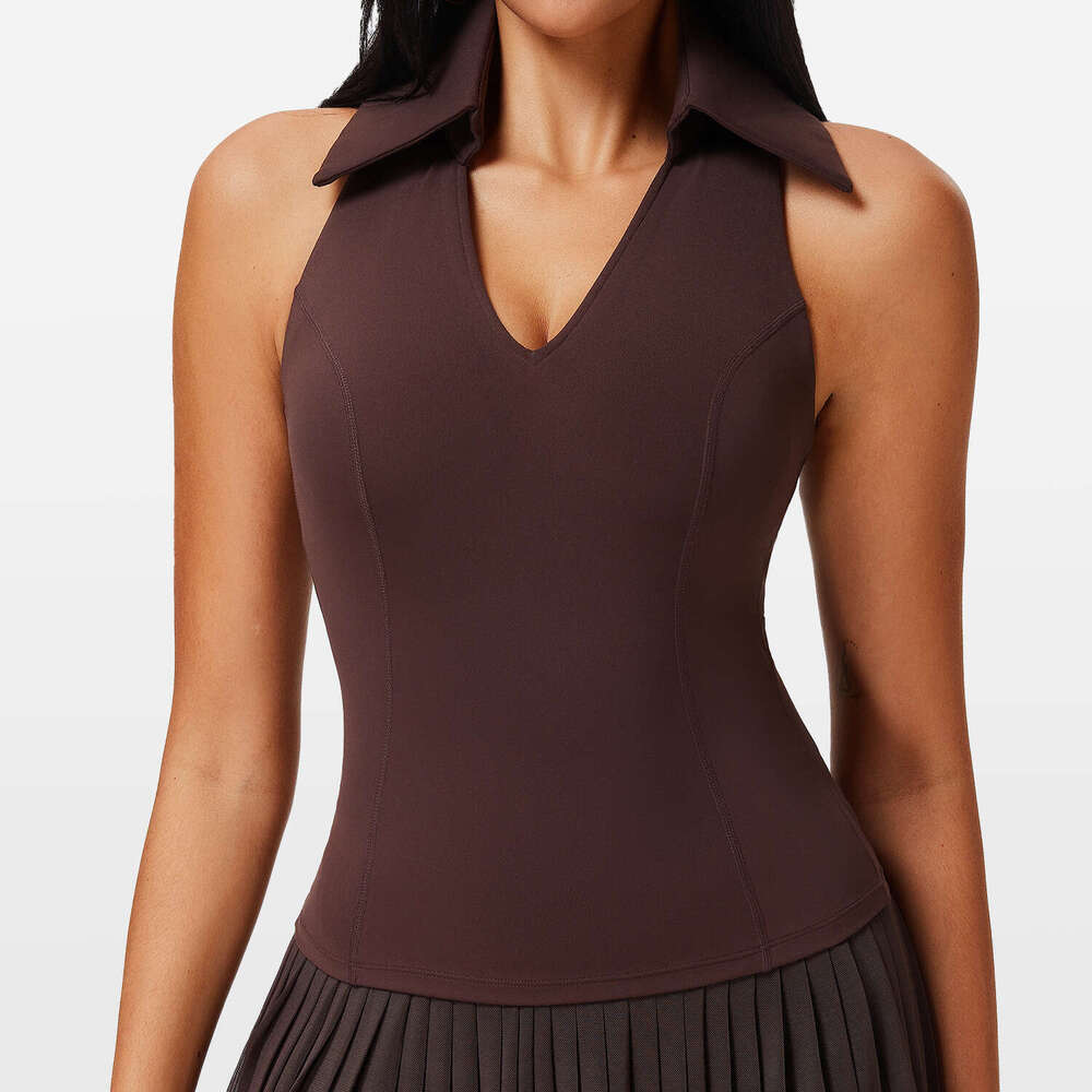 New Women's Sports Short Sleeve Fixed Cup Quick-Dry Running Fitness T-Shirt Outdoor Turn-Down Collar Golf Top 03