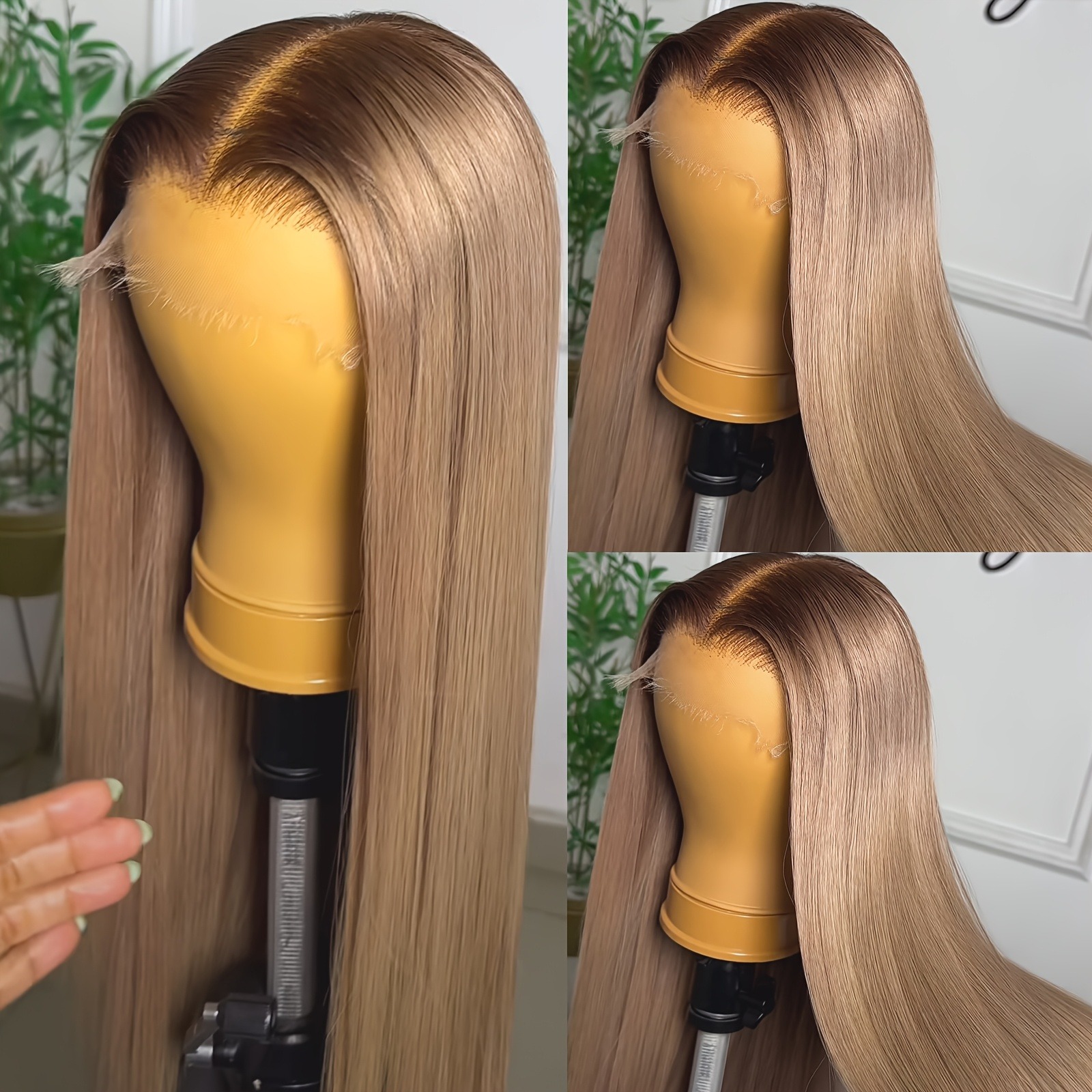 Ash Blonde Lace Front Human Hair Wig Brazilian Colored 40 Inch 13x4 HD Transparent Straight Lace Frontal Wigs for Women Glueless Synthetic Wig Ready T