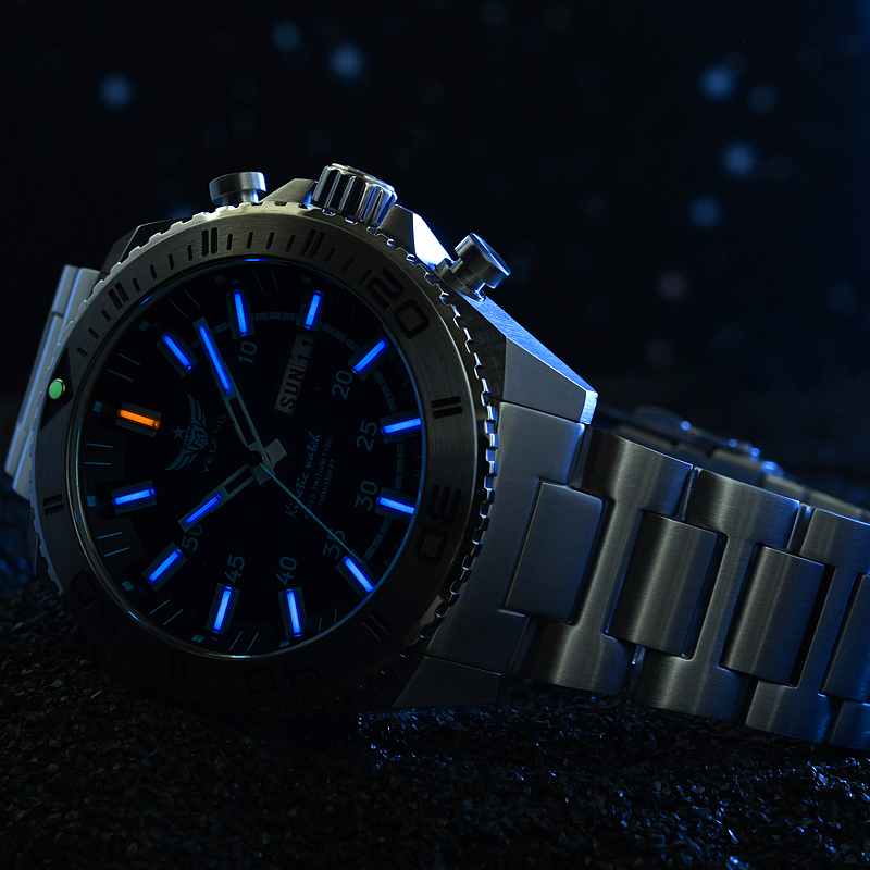 Yelang Watches V1035 44mm Men Diving Watch Human Kinetic Energy Watch 100m Waterproof Watches luminous Japan PX83 Sapphire