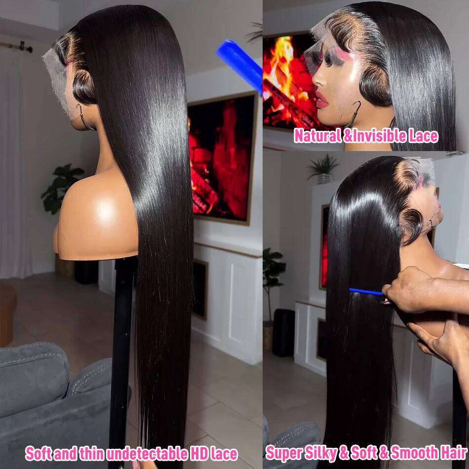 Rosabeauty 30 40 Inch Hd Wig 13X6 Bone Straight Lace Frontal Human Hair Wigs For Women