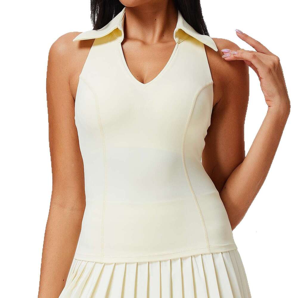 New Women's Sports Short Sleeve Fixed Cup Quick-Dry Running Fitness T-Shirt Outdoor Turn-Down Collar Golf Top 03