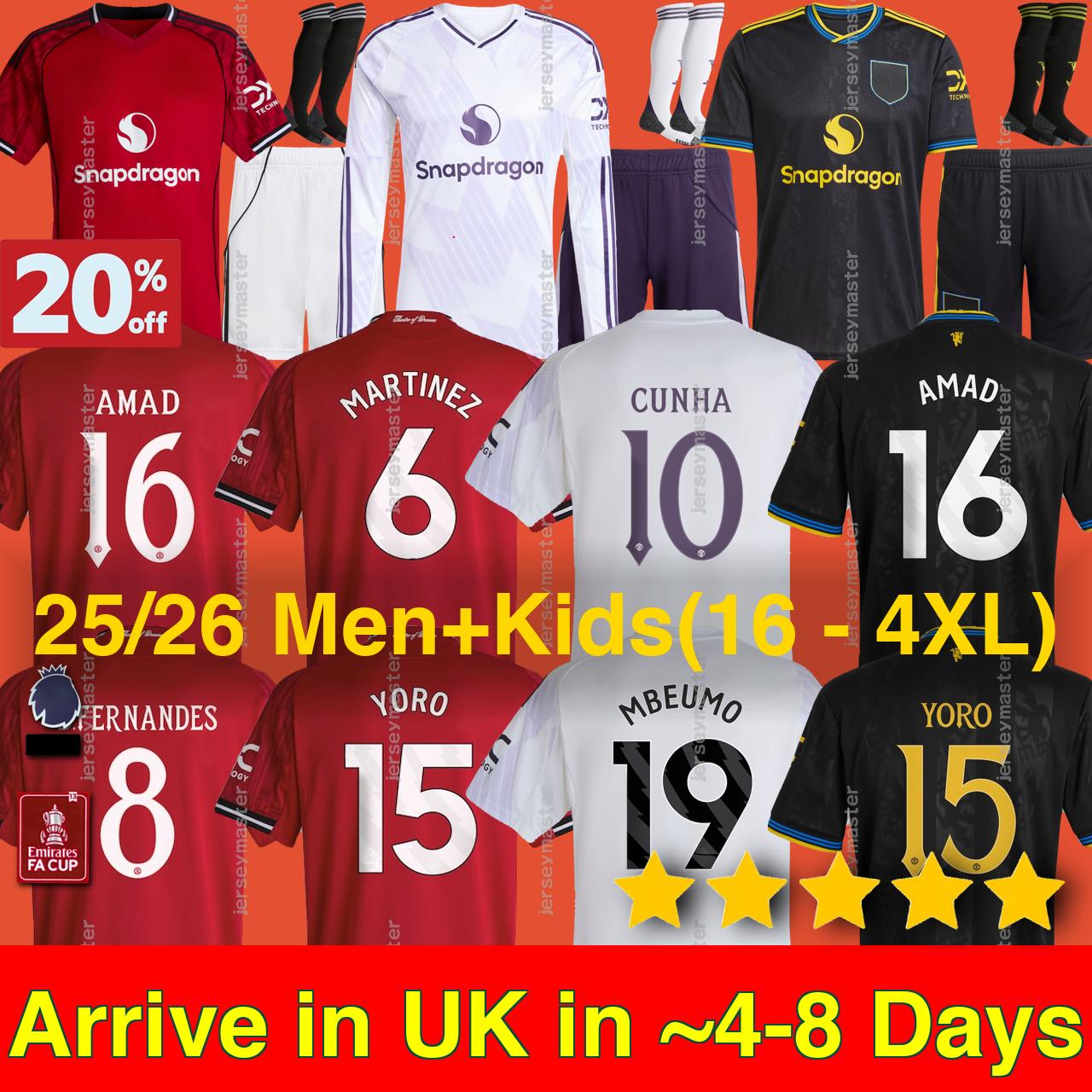 Manchesteres unted 25 26 Sesko YORO 4XL Stone Roses Soccer Jerseys CUNHA AWAY GARNACHO HOJLUND George MARTINEZ CASEMIRO 2025 football shirt fans B. FERNANDES MBEUMO