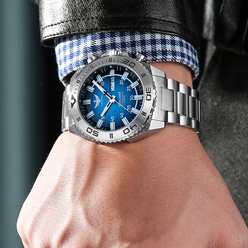 Yelang Watches V1035 44mm Men Diving Watch Human Kinetic Energy Watch 100m Waterproof Watches luminous Japan PX83 Sapphire