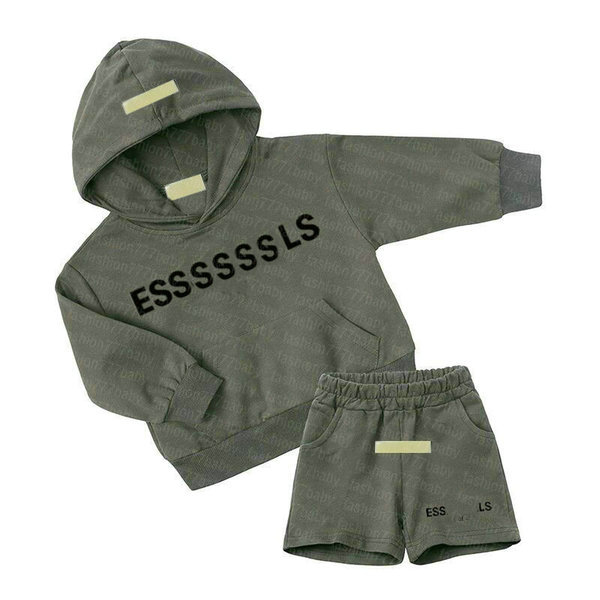 Kids Luxury Tracksuits Boys Girls Designer Clothes Baby Pullover Hoodies Two Piece Plush Set esskids-16 Children Hooded Sweatershirt Hoodie short pants 2pct
