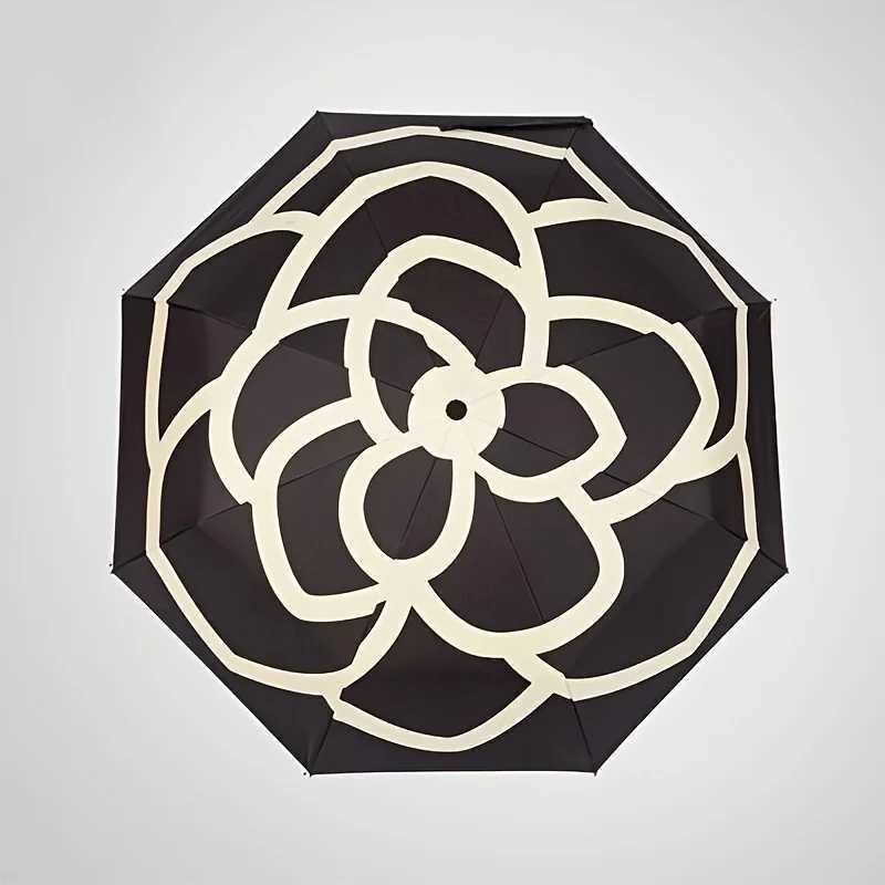 Designer 1pcs Fashion Camellia Pattern UV Protection Sun Shade 8-Bone Manual Open Umbrella for Outdoor Travel Umbrellas Z250825