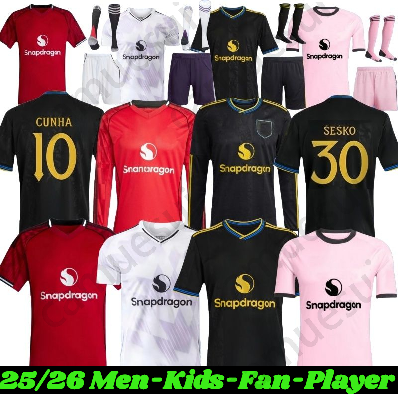United 25 26 soccer jerseys Sesko CUNHA MBEUMO HOJLUND Antony Casemiro Retro 2025 UTD football shirt tracksuits MARTIAL B. FERNANDES men kids kit Unted jerseys