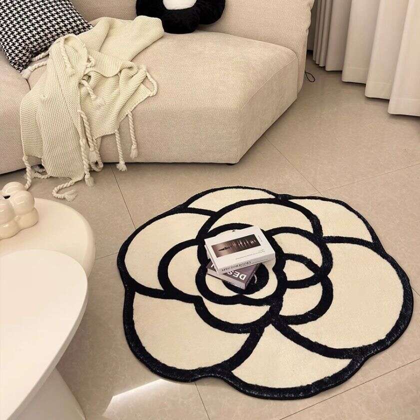 Lanjia- Luxury High-End Camellia Irregular Round Living Carpet Bedroom Bedside Rug Cloakroom Study Room Swivel Chair Mat 28F89