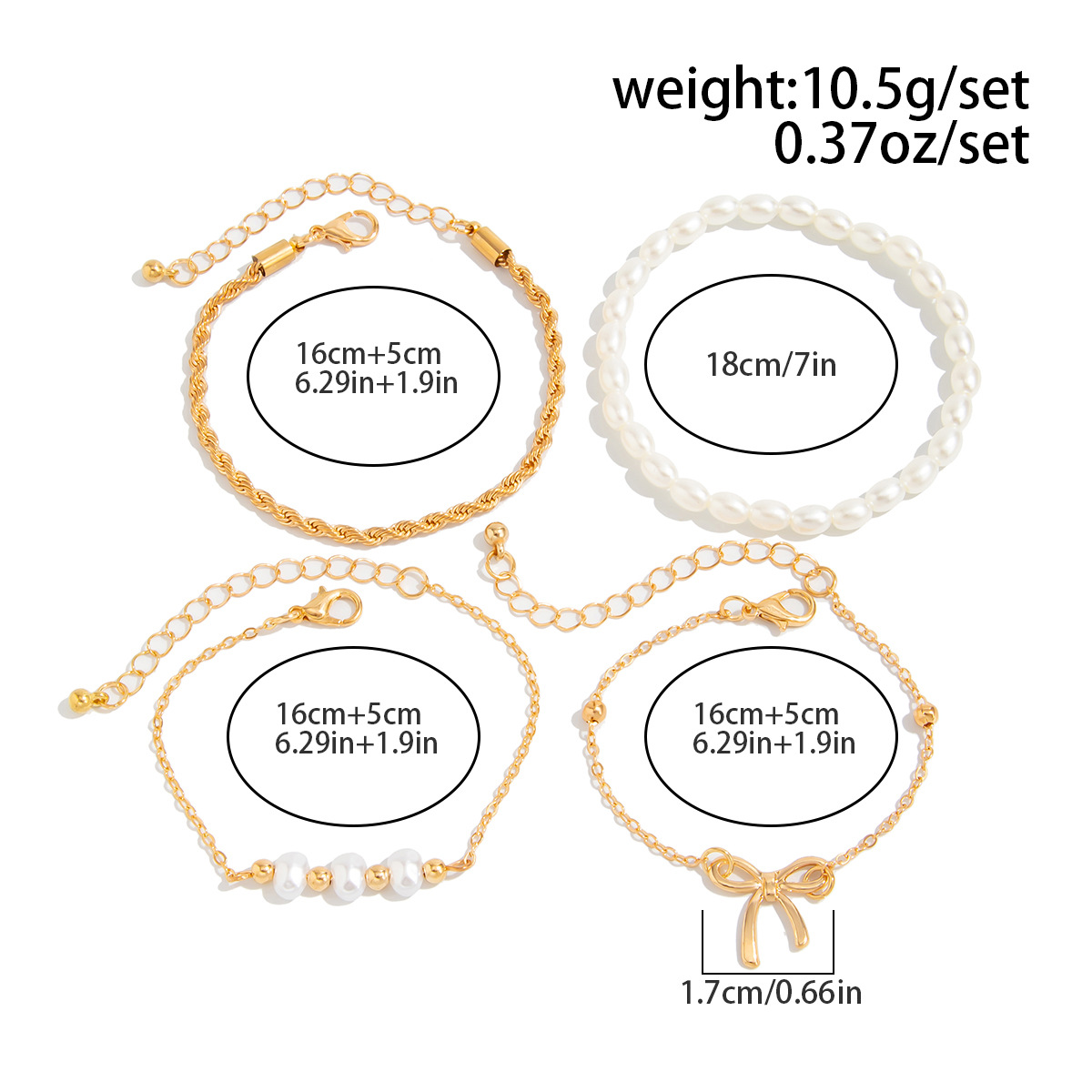 Minimalist Pearl Metal Twist Cross Bracelet Dainty CCB Beaded Chain for Women