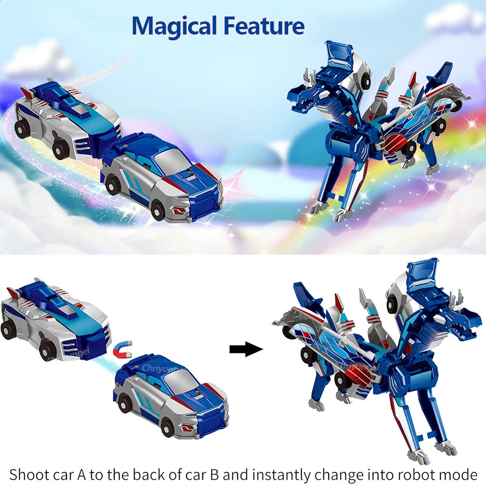 2 in 1 Magic Transformation Car Kids Transformer Toys Deformed Horse Model Magnetic Collision Deformation Gift 250823