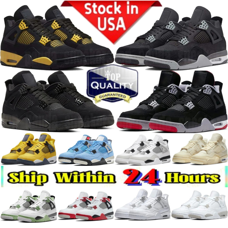 4 4s mens basketball shoes Black Cat Pizza White Cement Bred Reimagined by Brick Cave Stone Lighing Thunder men women trainers sports sneakers 44444+31