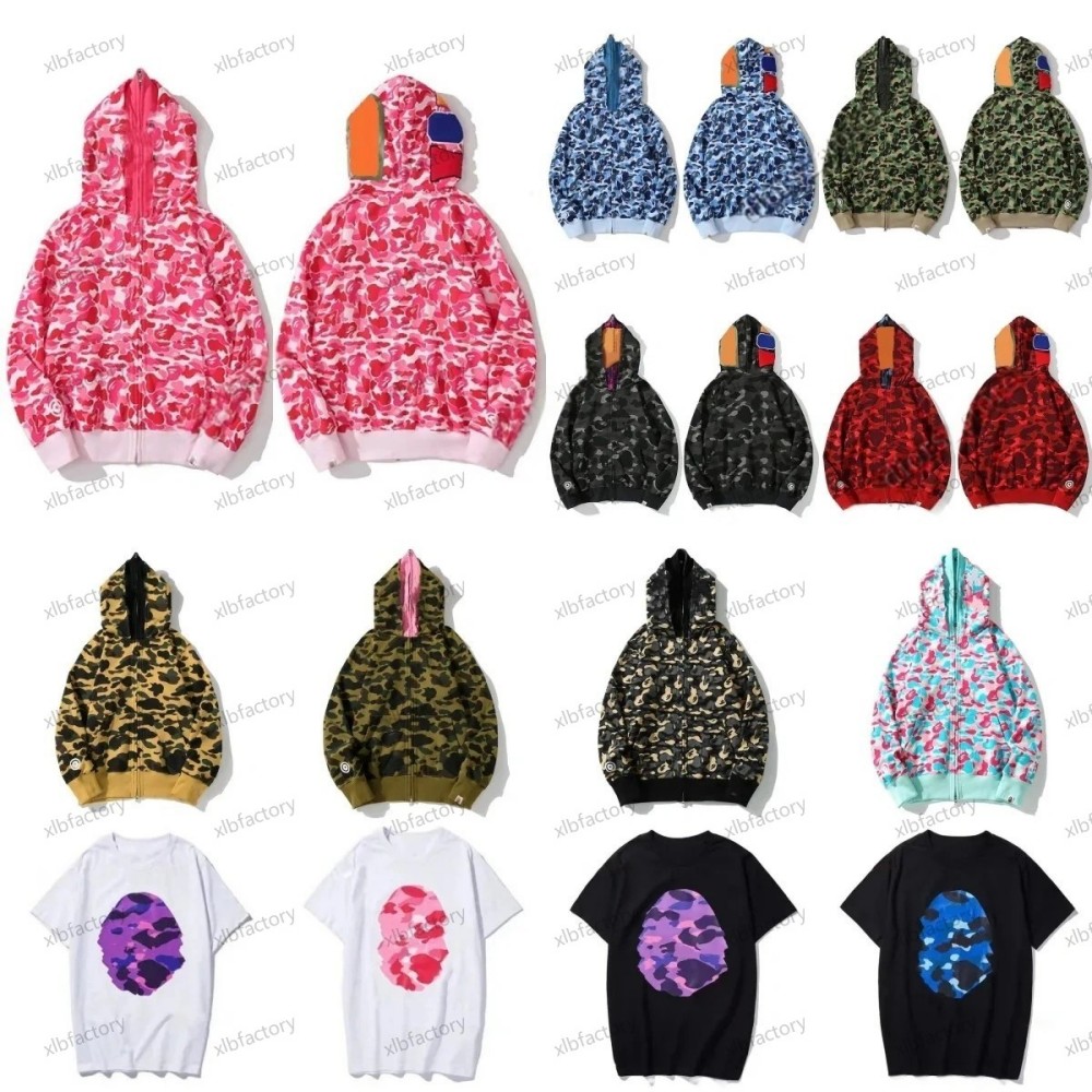 mens designer hoodies zip up jackets men shark print hoodie harajuku sweetwear jacket camouflage pattern luxury hoodie sweatshirts for male colors women clothing