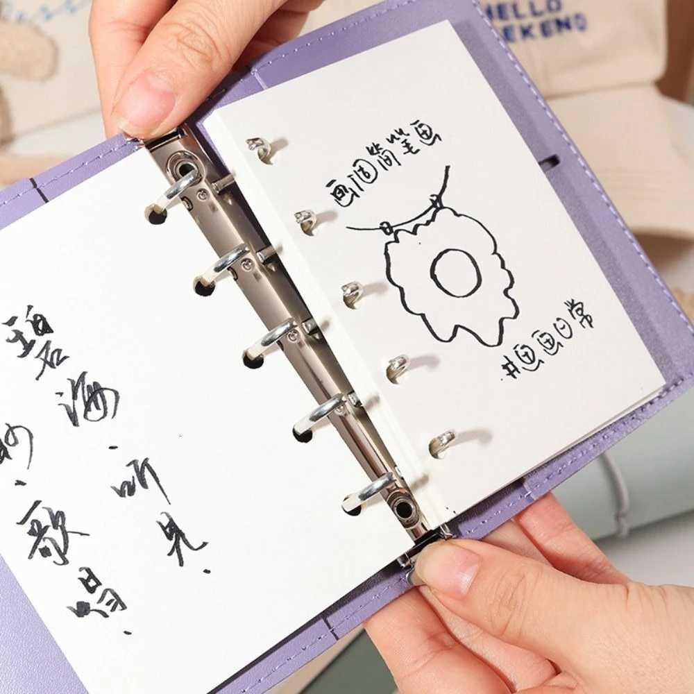 Portable M5 Loose Leaf Notebook PU Leather Blank Page Mini Pocket Notebook Schedule Planner DIY Binder Notebook Office X250825