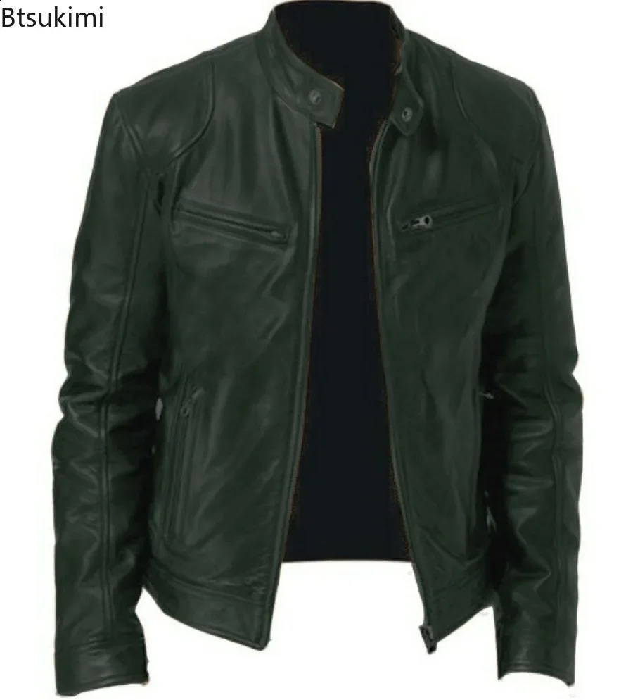 2025 Leather Motorcycle Jacket Men Slim ShortCoat Collar PU Jackets Autumn Winter Windproof Leather Coat Blazer Men Blazers 5XL 250818