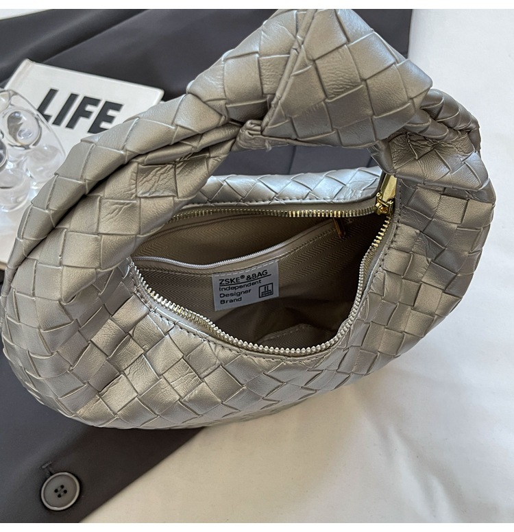 Luxury Brand Designer Bag Foreign Trade Trendy Textured Woven Handbag For Women 2024 Summer New Versatile Commuter Solid Color Underarm Bag Shoulder B